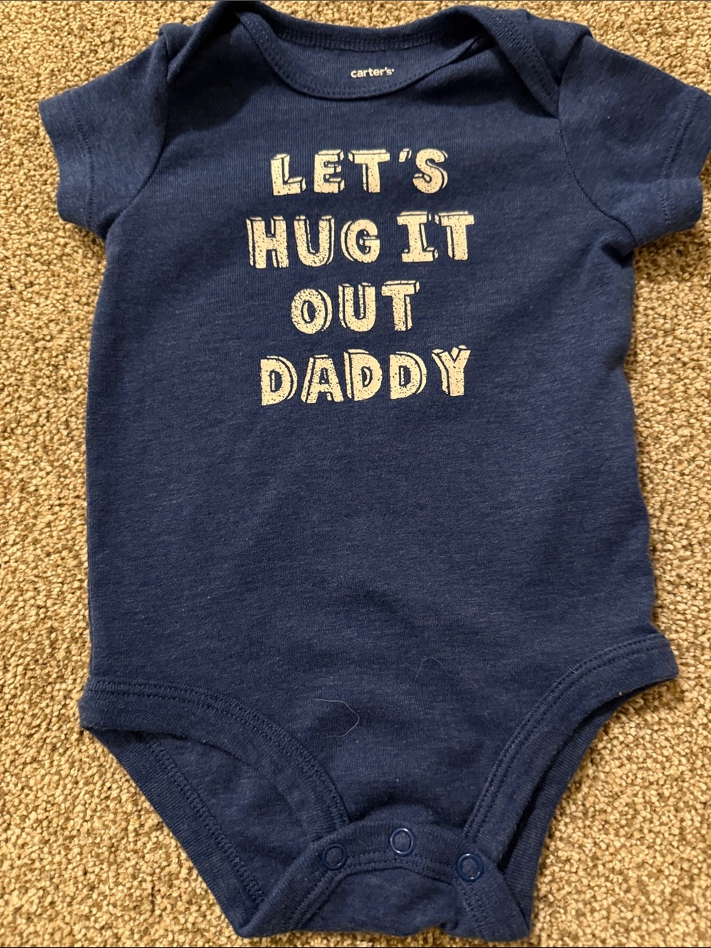 Carter's Navy One-Piece with "Let's Hug It Out Daddy" Graphic